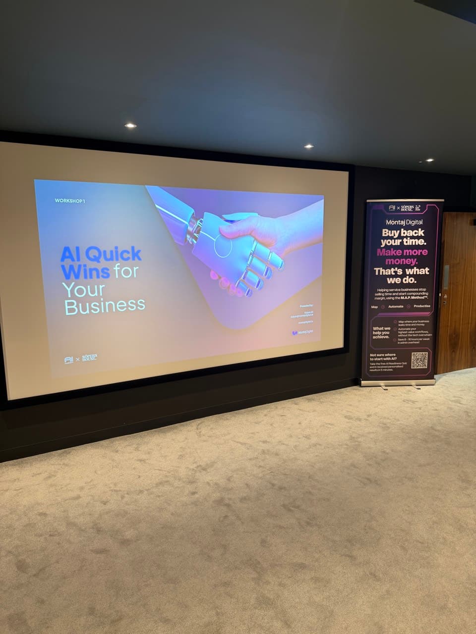 The AI Quick Wins workshop on the big screen